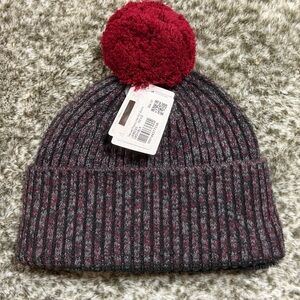 Lululemon Textured Fleece Lined Knit Black Burgundy Beanie New